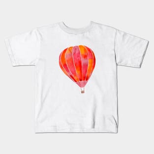 Watercolor Hot Air Balloon - red, pink, orange, yellow Kids T-Shirt